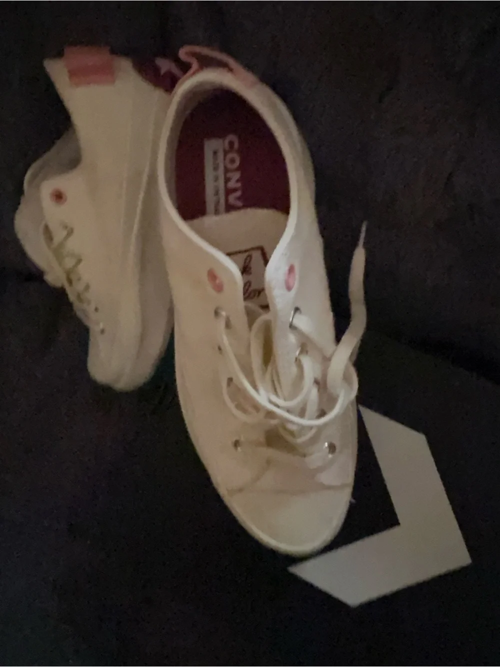 🔥🔥RUN STAR HIKE Cream Platform Sneakers with Green and Pink Sawtooth Soles - Picture 6 of 9
